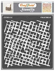 Stencil - Smashed Grid | Reusable Painting Template for Art and Craft, Mixed Media, Wall Painting, Home Decor, DIY Albums, Card Making and Fabric Painting, 6