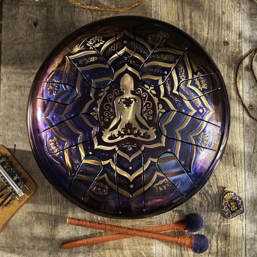 Tambor de lengua de acero 12” BUDDHA, 10 notas, A menor 432Hz miniatura 2