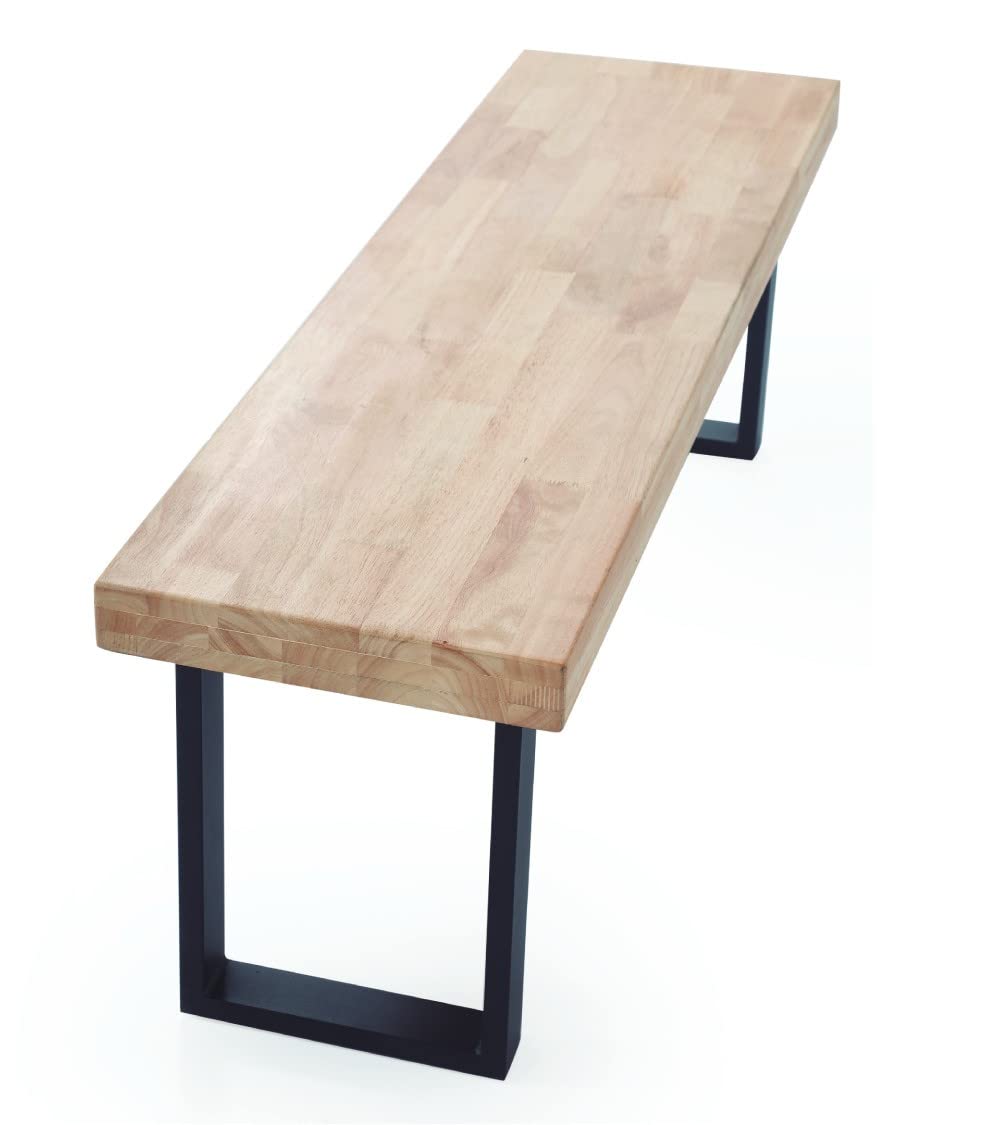 Home Heavenly® - Banco de Madera Roble Macizo Darek, Banco para Comedor y Cocina, Estilo Industrial, Pata Metal U. 120x47x34 cm. (Roble Nordish - Pata Negra)