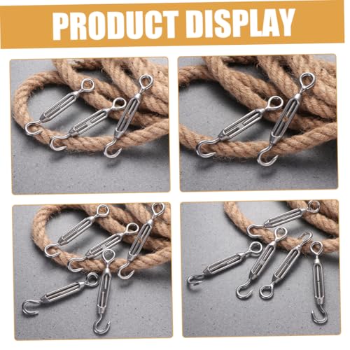 Zerodeko 5pcs Tensores para Cables de Acero de Acero Inoxidable Ojal a Gancho miniatura 7