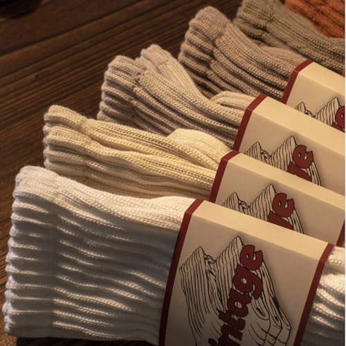 Image of DAUCO 4 Pairs 98% Cotton Socks for Men Women Crew Seamless Fall Slouchy Socks