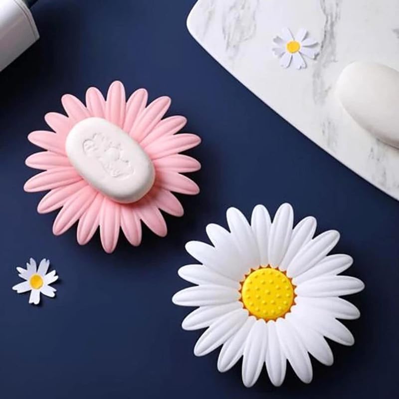 Qureza Flower Soap Dishes Decorative Self-Draining Soap Holders with Anti-Slip Base, Durable Waterproof Soap Trays for Bathroom, Kitchen, and Sink, Keeps Soap Dry Long-Lasting (Multicolor) 1