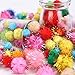 PETDCHEB 80 Pieces Cat Sparkle Balls Assorted Color 1 Inch Pom Poms Tinsel Cat Ball Toy Puff Balls Glitter Ball for Cats Kitten Toys for Indoor Cats and Crafts