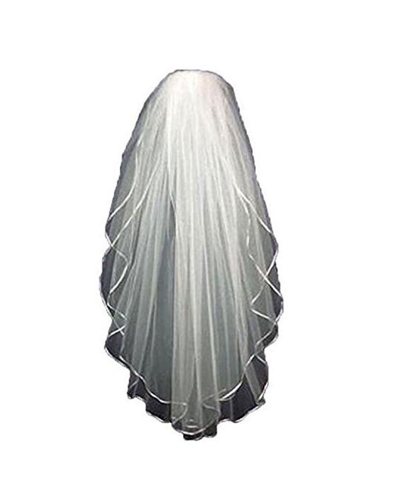 Botong Women's Ivory White Tulle Satin Edge Bridal Veil With Comb Short Wedding Veils Accessories (Ivory)