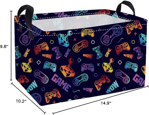 Image of Essme Rectangular Game Basket,Kids Storage Bins Organizer with Handles for Boys Room Decor, Gift Basket,Shelf Basket.(Color Game)