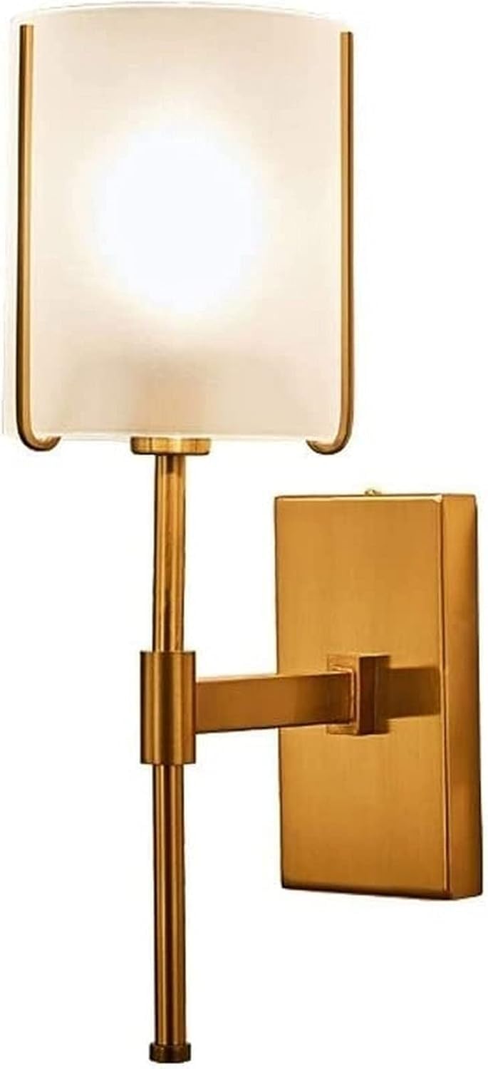 Jybnbbe Light Bedroom Bedside Ing Wall S Modern Brass Fixture With Cylindrical Frost Glass Shade Sconce Compatible With Living Room Restaurant,Chandelier