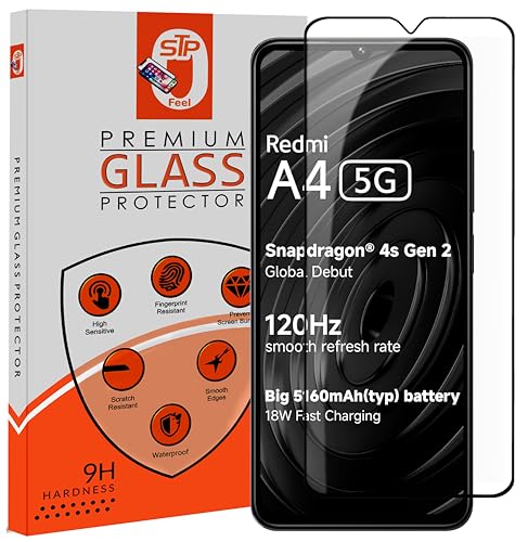 Image of STP FEEL Premium HD+ Tempered Glass Screen Protector Guard Compatible For Redmi 14C 5G / Redmi A4 5G (6.88 Inch, Pack of 1) | Edge to Edge Coverage With Easy to installation kit for Smartphone