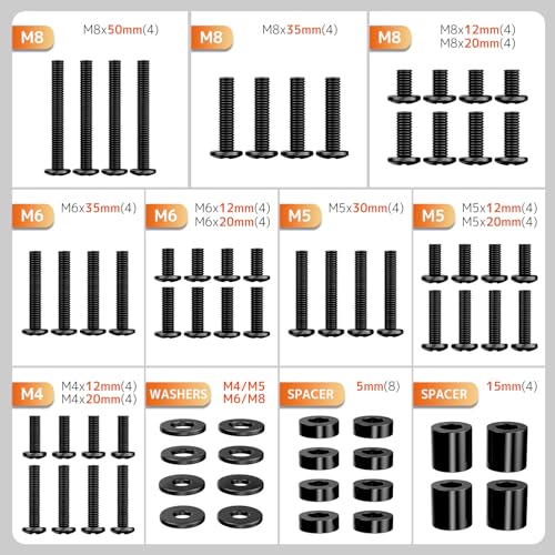 PUTORSEN Universal VESA Schrauben Set - M4 M5 M6 M8 Schrauben mit Abstandhalter, für TVs/Monitore bis 80 Zoll, Kompatibel mit Monitor-Wandhalterungen und TV-Standfüßen – Bild 3