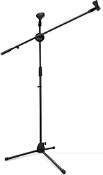 Pedestal profissional duplo para microfone