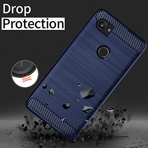 Image of NPRC Hybrid Ultra Slim Protective Case TPU Non-Slip Carbon Fiber Texture Shockproof Case Cover for Google Pixel 3A XL - Blue