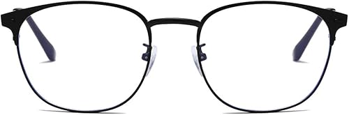 Miniatura 8 de Lentes retro con bloqueo de luz azul redondo sin montura con montura de cuerno nerd lente transparente para juegos de computadora