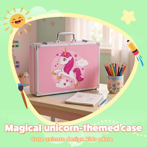 Image of Lifelong Colour Art Set Kit for Kids | 145 Pieces Colour Pencil Set | Stationary Kit with Oil Pastels, Crayons, Paint Brushes, Drawing & Painting Art Kit | Unicorn Theme Box | Gift for Kids