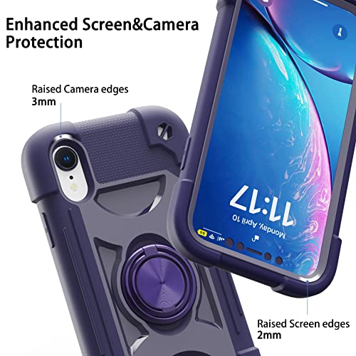 Image of MARKILL Compatible with iPhone with Built-in 360Rotating Ring Stand, Military Grade Drop Protection Full Body Rugged Heavy Duty Case Durable Cover (Deep Purple, iPhone XR 6.1 inch)