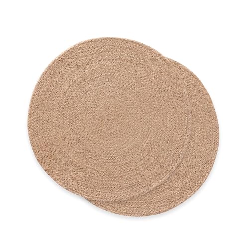 Manteles Individuales Redondos, Salvamantel Yute, Natural Hecho a Mano, 15x15 cm Pack 2 Unidades