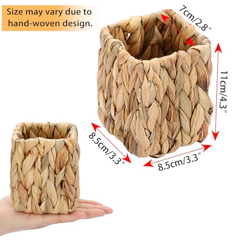 BSTKEY 3 Pcs Water Hyacinth Pencil Holder Desk Organizer - Image 3