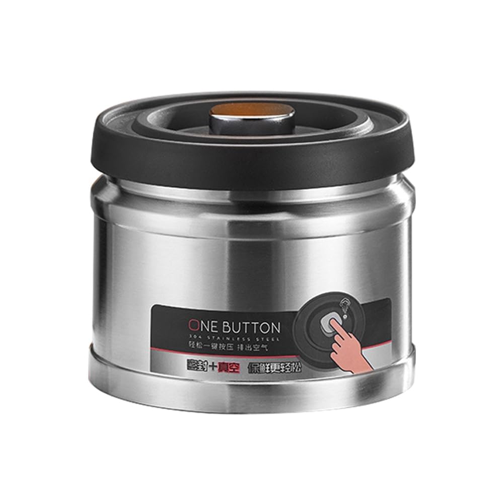 CTRLZS Grain Storage Tank, Moisture-Proof Stainless Steel Storage Box, Commercial Coffee Bean Storage Vacuum Sealed Tank 1100ml