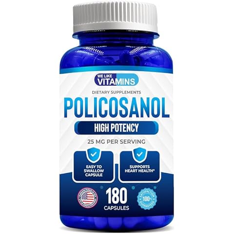 We Like Vitamins Policosanol 25mg - 180 Capsules - Policosanol Supplement Made from Natural Sugar Cane - Non-GMO and Gluten-Free Cover