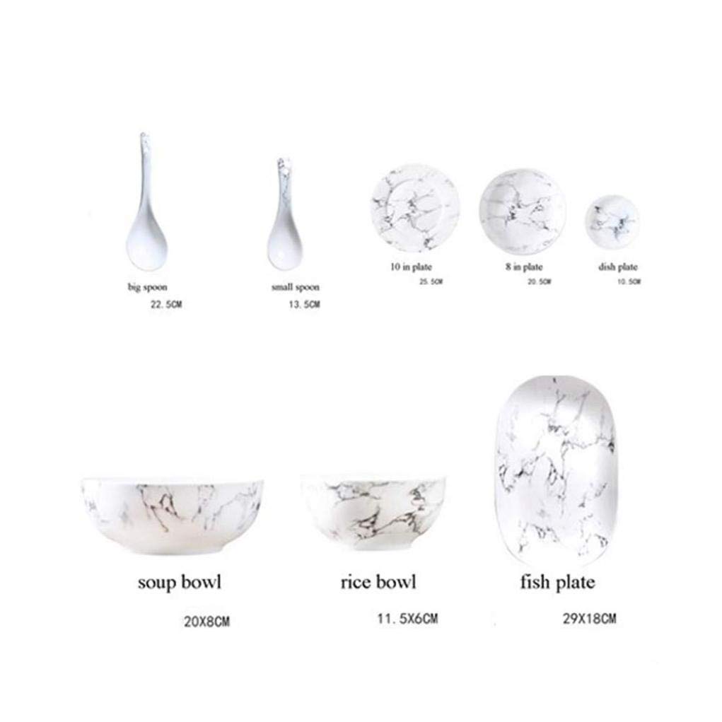 36 sztuk Porcelanowy zestaw obiadowy z szarego marmuru. Ceramiczna zastawa stołowa Prezent na parapetówkę