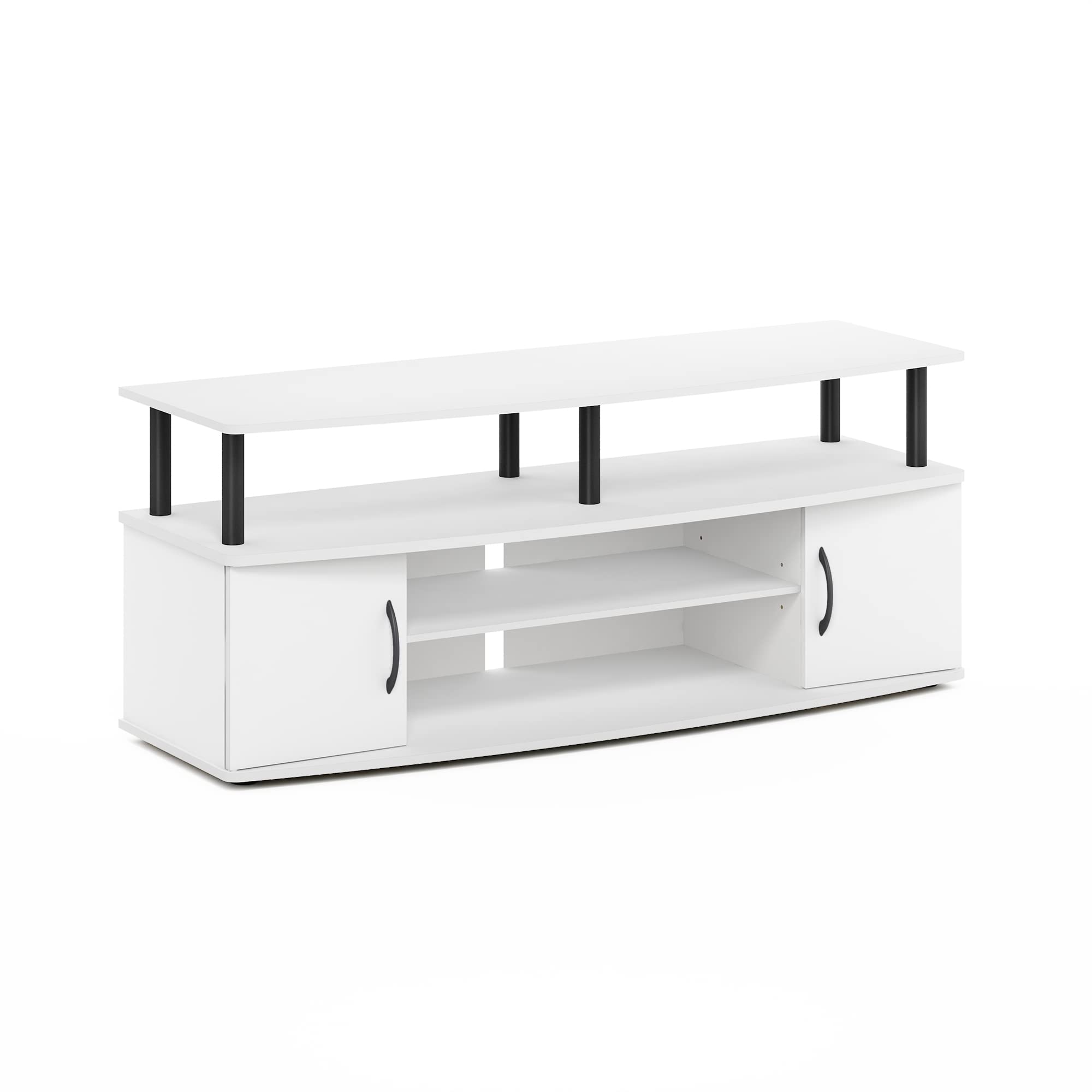 furinno jaya entertainment center stand unit/tv desk for up to 55 inch, white/black