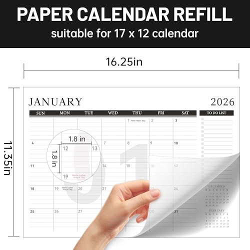 Image of Yoment Desk Calendar Refill 2026-2027, July 2026-Dec 2027, Large 10 inchx16 inch Monthly Planner with to-do Lists 18 Months Calendar for Office School Home, Black