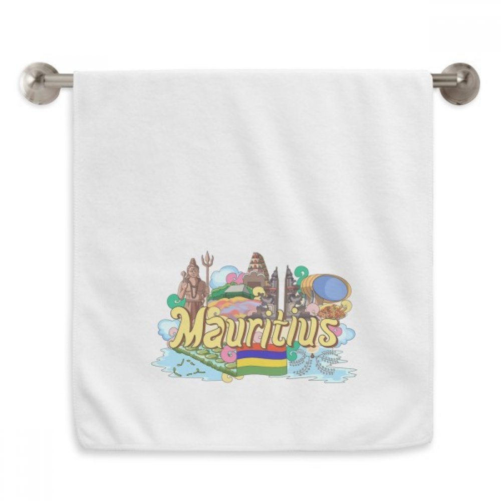 Serviette de toilette graffiti sept couleurs Île Maurice en coton blanc 33x74 cm