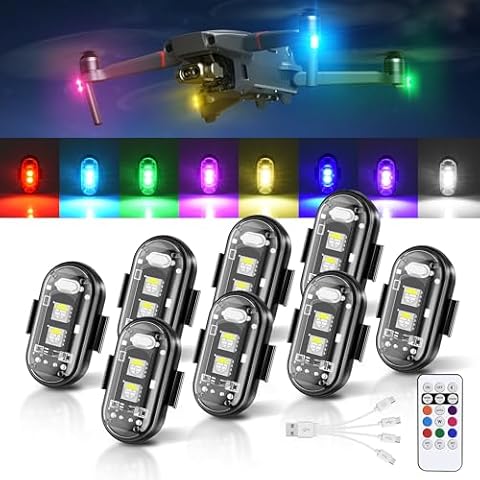 MNJ Motor Wireless LED Strobe Lights Remote Control, 8 Colors USB Charing Waterproof Anti-Collision Flashing Emergency Warning Lights for Car Motorcycle Drone Aircraft Bike 8PCS Cover