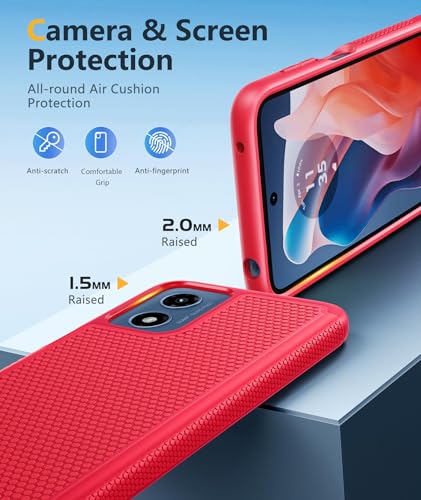 Image of FNTCASE for Motorola Moto G-Play-2024 Case: Dual Layer Protective Heavy Duty Cell Phone Cover Shockproof Rugged with Non Slip Textured Back - Military Protection Bumper Tough (Red)