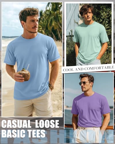 Image of Neer 3 Pack Big and Tall T-Shirts for Men L-7xl Tops | Large Casual Stretch Workout Tees, Short Sleeve Crewneck Oversized Shirts, Classic Summer Outfits, Comfy Basic Loose Clothes