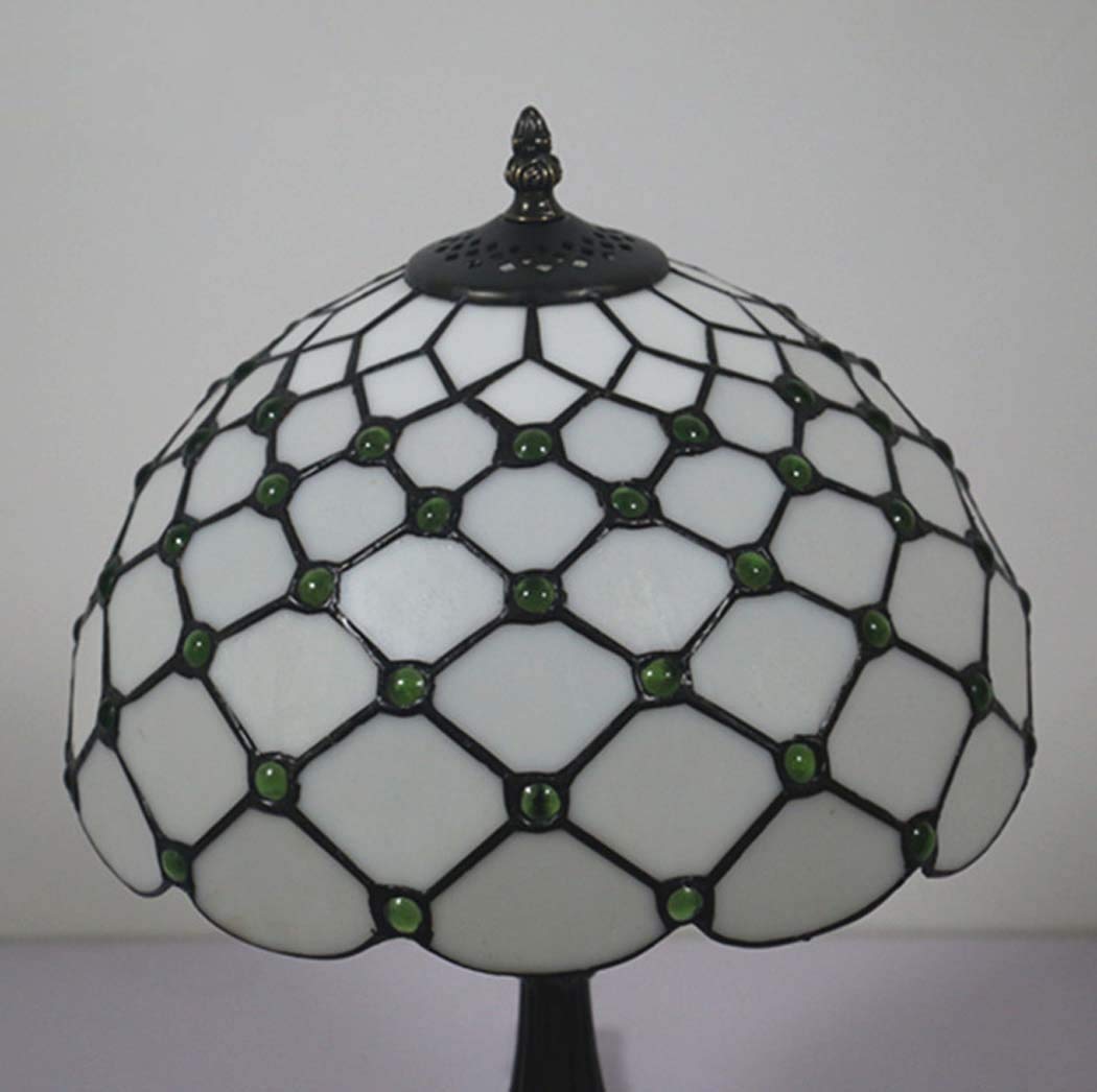 Lampy stołowe w stylu retro Retro Art Stained Glass Oświetlenie 12-calowy witrażowy abażur Lampa biurkowa do salonu Sypialnia Nocna lampka nocna, 110~240 V, E27 (30 * 49 cm), złoto, podstawa ze