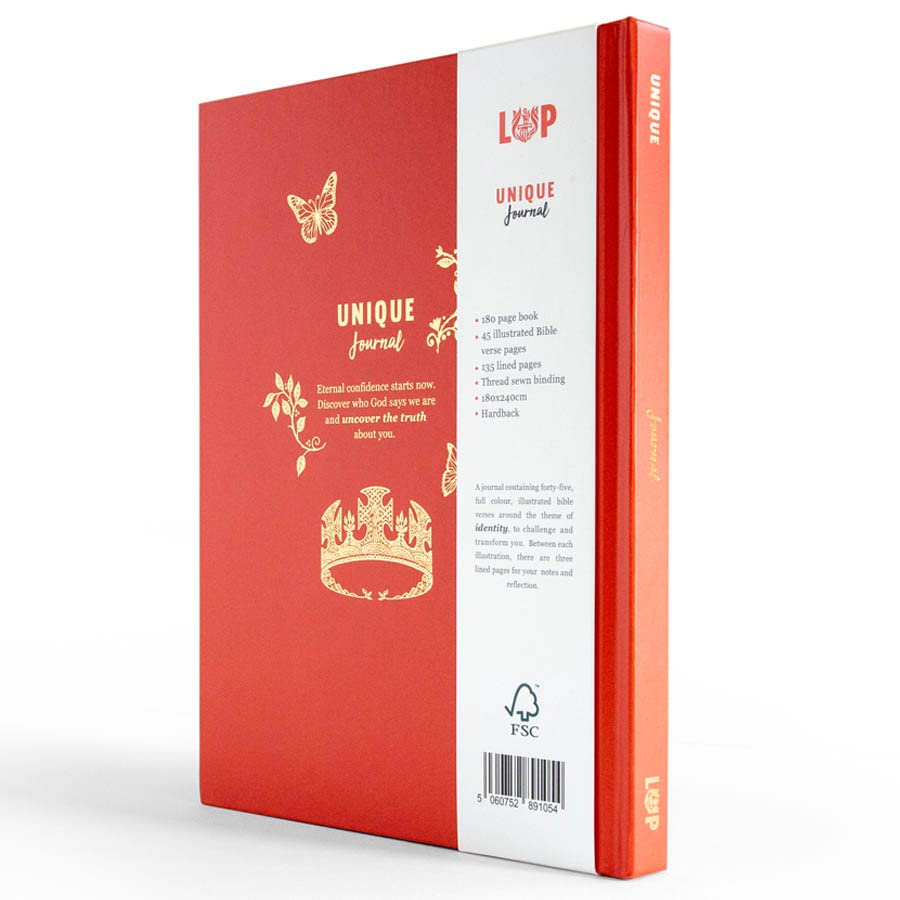Living and Powerful Unique - Illustrated lined Journal with 45 illustrated pages, Orange and Gold, 18cm x 24cm Large Luxury Journal - Image 2