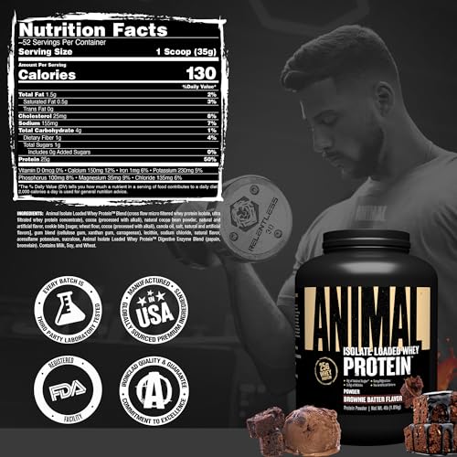Image of Animal Whey Isolate Protein Powder, 25G High Protein | Brownie Batter 4LB
