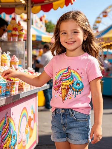 Image of Funnycokid Little Girls T Shirt for Toddler 3-7 Years Kids Tee Graphic Short Sleeve Clothes Tops