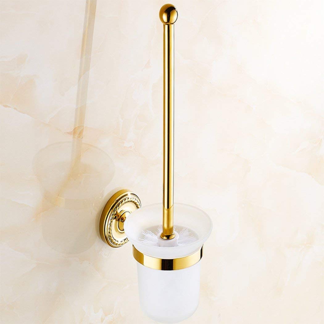 GZZ Juego de cepillos de baño de Oro Retro para el baño Almacenamiento de Pared Simple Cepillo de Limpieza de baño Cepillo de WC portaescobillas Hoteles domésticos Hardware de Interior Colgante Acces