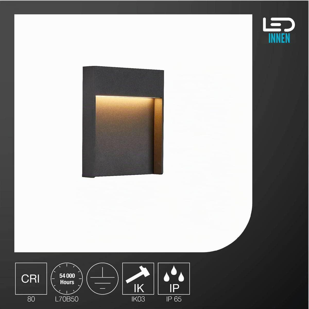 SLV LED Wandleuchte FLATT für die Außenbeleuchtung von Hauseingang, Wänden, Wegen, Terrassen, Fassaden, Treppen | LED Wandlampe, Aussenleuchte, Gartenlampe // CCT Switch (3000K/4000K), 460 Lumen, 14W