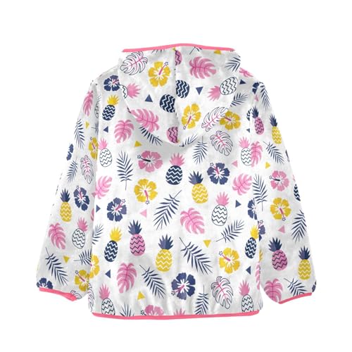 OTVEE Hibiscus Flowers Pineapples Leaves Kids Hoodie Jacket Fall Spring Full Zip Warm Outwear Coat2