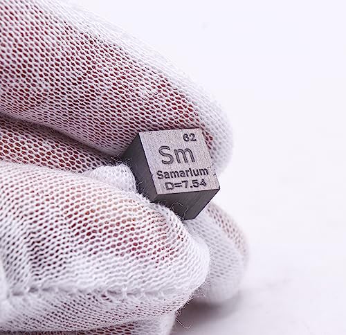 Image of 0.39 inch 10mm Samarium Metal Cube Sm up to 99.9% Pure Periodic Table Element Engraved Density Collection Science Education Display Block Cube + Acrylic Case Box - 1PC