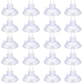 Suction Cups for 4-6 mm Airline Air Hose Aquarium Pack of 20 Transparent Suction Cups with Clamps for Aquarium Suction Cup Clips Holder Hose Holder for Gas Delivery Air Hose Air Transport Line
