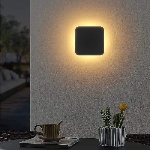 LEDSone Square LED Indoor Outdoor wall Light Adjustable Aluminum 8W Black wall Sconce (Pack 1)