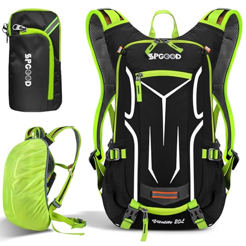 Spgood Zaino Bicicletta 20/25L Con Copertura Antipioggia Casco Copertura Moto Zaino Sport Zaino Per...
