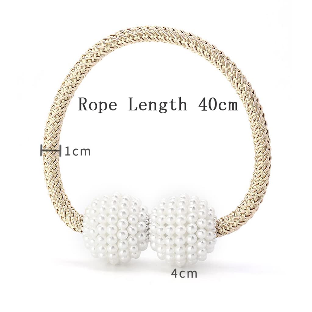 Lot de 2 embrasses de Rideaux magnétiques, Petites Boules de Perles décoratives pour Rideaux, Attaches pour Rideaux, Boucle, Corde, pour Chambre, Salon, Bureau