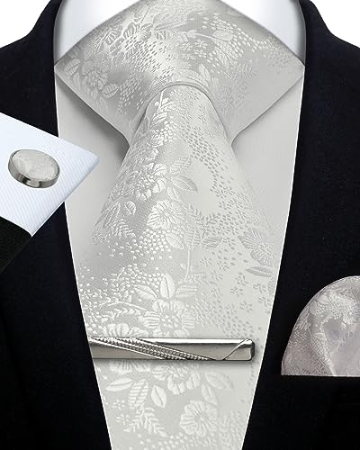 Image of Paisley Floral Mens Tie Formal Necktie Pocket Squares Ties Clips Cufflinks Classic for Men Set