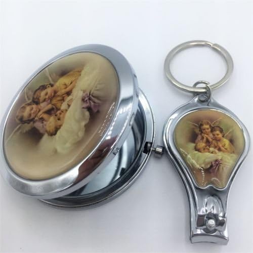 YRP 24 Pcs 12-Baptism Key Chains,Nail Clipper & 12 Compact Mirrors Angel Guardian Favors