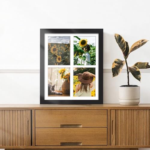 Image of DUENPY 12x16 Picture Frame, 5x7 Collage Picture Frame, Displays Four 5x7 inch Photos, or 12x16 (Without Mat) for Available Horizontal Wall Mounting Display and Vertical, Black.