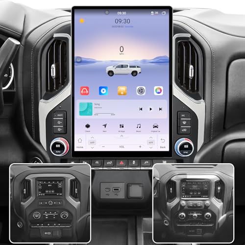 15.6 Inch Android Car Stereo for Chevy Silverado & GMC Sierra 2019-2023, 8-Core 4GB+64GB Car Radio, Wireless CarPlay & Android Auto, HD Touch Screen GPS Navigation, Support OEM Backup Camera