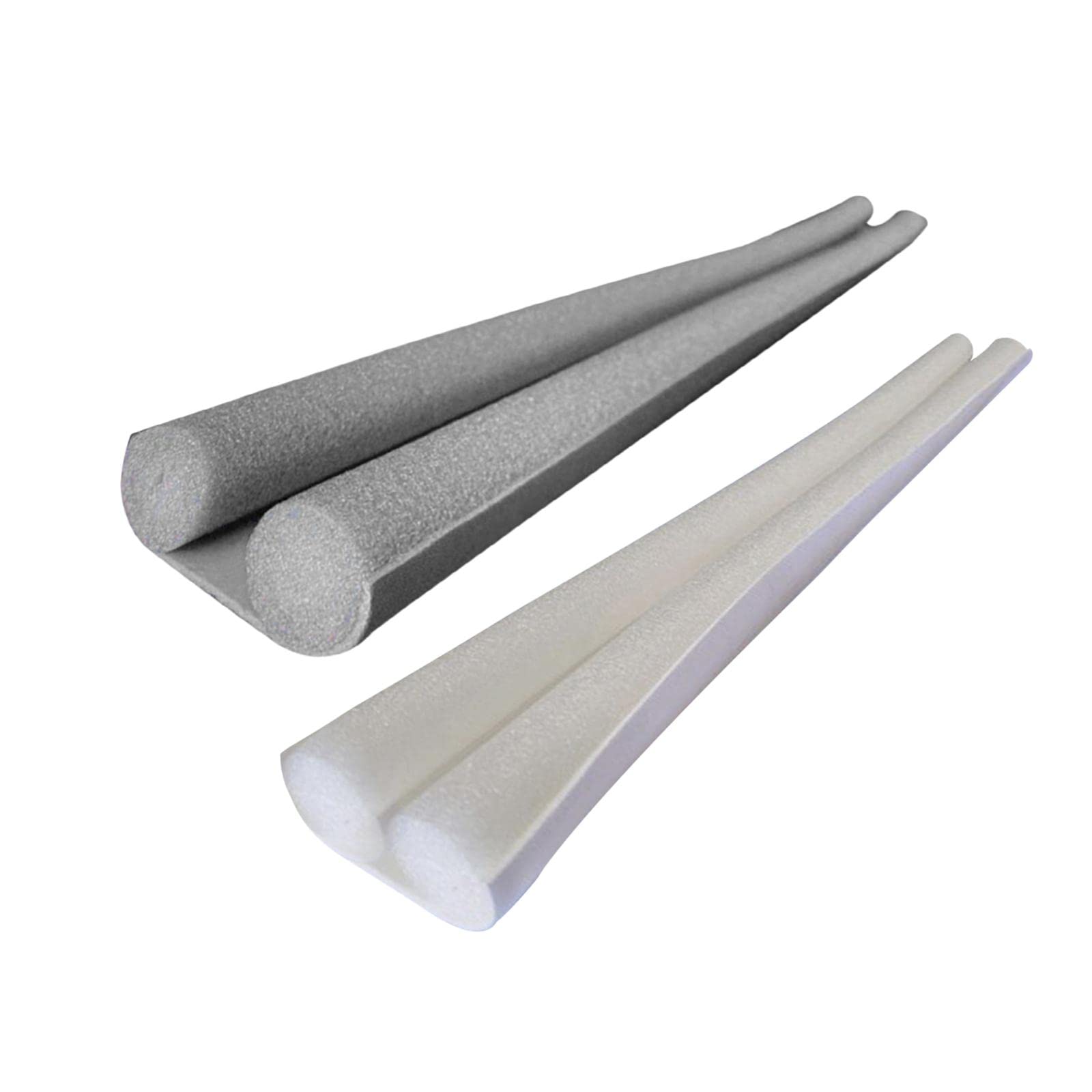 Door Bottom Seal Strip, 2pcs Draft Excluder Stopper, Weather Stripping for Interior/Exterior Doors- Gray White