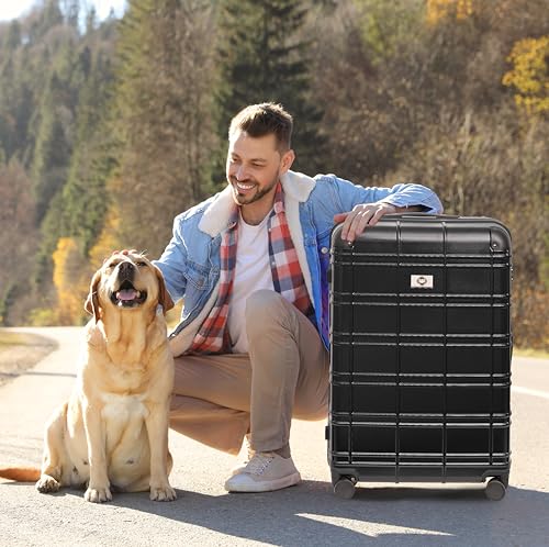 Durable and Lightweight 4-Piece Luggage Set with 360-Degree Spinner Wheels, TSA Locks, Various Sizes, Black3