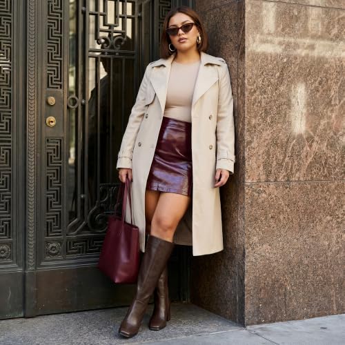 Image of Knee High Boots Women Square Toe Chunky Heel Fashion Tall Boots | Block Heel Gogo Boots with Side Zipper,Fashion Heeled Fall Winter Boots,Long Dressy Boots for Women