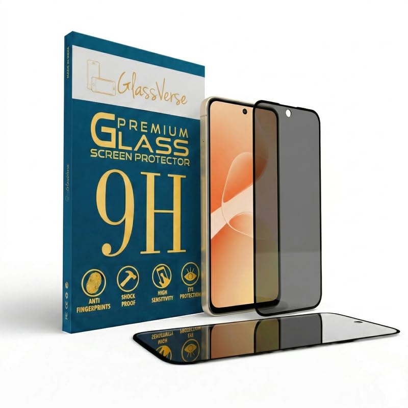 Image of GlassVerse Ultra Privacy Tempered Glass For Infinix Hot 60 5g (Pack Of 2) with Free Installation Kit. Edge To Edge. (In-Screen FingerPrint Lock will not work with the Privacy Guard) - 6.7 inch