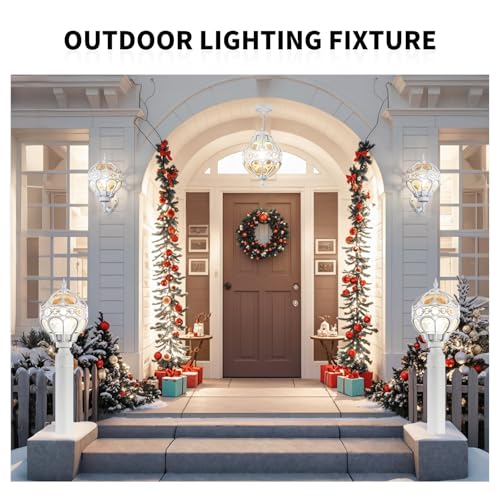 Globe Outdoor Wall Lights for Porch Patio Garage, White Aluminum Outdoor Light Fixtures Wall Mount, Sphere Waterproof Outside Wall Sconces Exterior House Lantern Lighting with Amber Glass