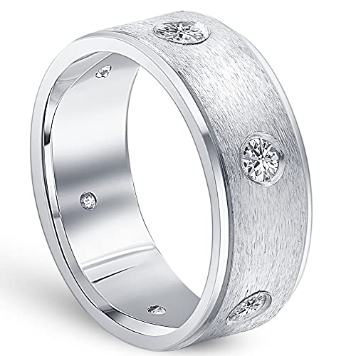 Mens 1Ct Diamond Comfort Fit Wedding White Gold Ring - Size 10 #TOP2